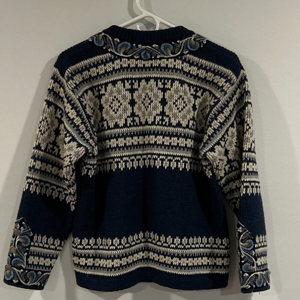 Vintage Nordstrik Wool Knit Cardigan Sweater Fair Isle Sz M 38" Chest - Picture 4 of 6